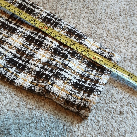 NWT Oversized Boho Crop Jacket Blazer Brown Cream Tweed Metallic Gold Sz S - Picture 11 of 15